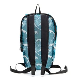 Mesh Backpack Floral Mini Backpack Lightweight See Through Kids Adults 10L Outdoor Small Day Backpack (Blue Wave)