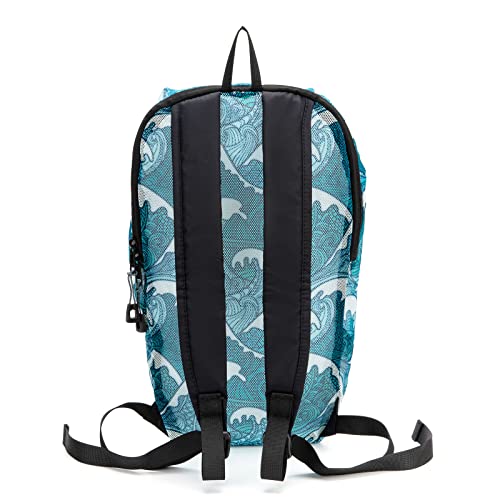 Mesh Backpack Floral Mini Backpack Lightweight See Through Kids Adults 10L Outdoor Small Day Backpack (Blue Wave)