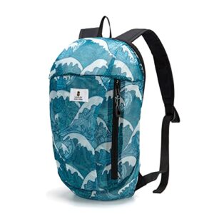 Mesh Backpack Floral Mini Backpack Lightweight See Through Kids Adults 10L Outdoor Small Day Backpack (Blue Wave)