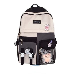 heibao kawaii backpack for teen girls aesthetic student bookbags with cute accessories cow decoration nylon waterproof