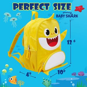 AI ACCESSORY INNOVATIONS BABY SHARK for Girls & Boys for Kindergarten & Elementary School, 12 Inch, Plush with 3D Fins & Appliques, Adjustable Straps & Padded Back, Lightweight Travel Bag for Kids