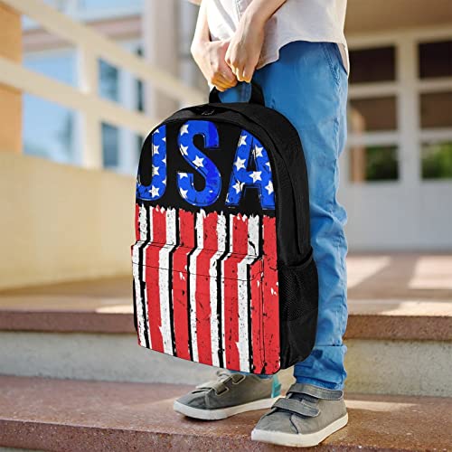 Back to School - Travel Hiking Bag & Day Pack Gym Outdoor Hiking Bag Big Capacity Backpack Cool USA American Flag Art Casual College School Daypack for Men Women Girls Boy