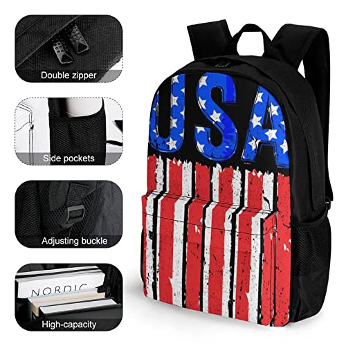 Back to School - Travel Hiking Bag & Day Pack Gym Outdoor Hiking Bag Big Capacity Backpack Cool USA American Flag Art Casual College School Daypack for Men Women Girls Boy