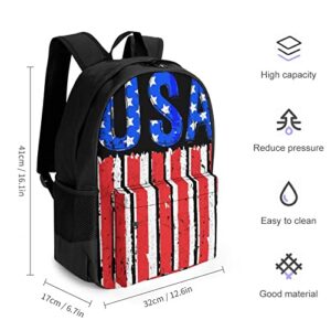 Back to School - Travel Hiking Bag & Day Pack Gym Outdoor Hiking Bag Big Capacity Backpack Cool USA American Flag Art Casual College School Daypack for Men Women Girls Boy