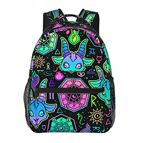 Colorful Satanic Goat Baphomet Backpack For Boys Girls Women Men Schoolbag