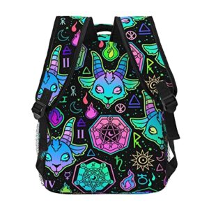 Colorful Satanic Goat Baphomet Backpack For Boys Girls Women Men Schoolbag