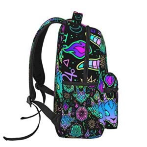 Colorful Satanic Goat Baphomet Backpack For Boys Girls Women Men Schoolbag