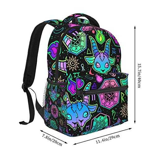 Colorful Satanic Goat Baphomet Backpack For Boys Girls Women Men Schoolbag