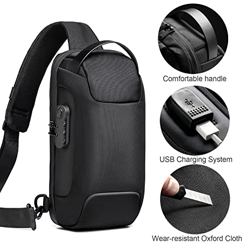 Konelia Anti-Theft Sling Chest Bag Backpack Waterproof Crossbody Shoulder Bag Travel Casual Daypack with USB Charge Port