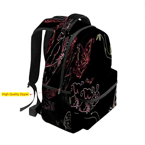 NO Butterfly Graffiti Backpack School Book Bag Laptop Backpacks Travel Hiking Camping Day Pack