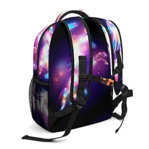 Custom Galaxy Purple Unicorn Backpack for Kids Boys Girls, Children Personalized Backpack with Name Text Customized Daypack Schoolbag for Student Bookbag