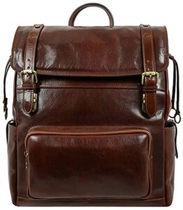 time resistance leather backpack travel bag carry on full grain real leather bag