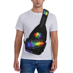 ZREXUO Rainbow LGBT Print Chest Bags Crossbody Sling Backpack Travel Hiking Daypack Crossbody Shoulder Bag For Men Women