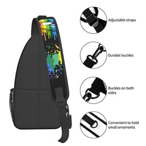 ZREXUO Rainbow LGBT Print Chest Bags Crossbody Sling Backpack Travel Hiking Daypack Crossbody Shoulder Bag For Men Women