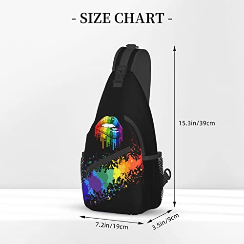 ZREXUO Rainbow LGBT Print Chest Bags Crossbody Sling Backpack Travel Hiking Daypack Crossbody Shoulder Bag For Men Women