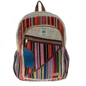 Himalayan Fashion Rainbow Multicolor Large Pocket Hemp American Native Design Backpack