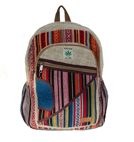 Himalayan Fashion Rainbow Multicolor Large Pocket Hemp American Native Design Backpack