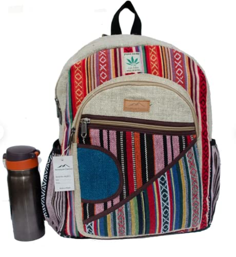 Himalayan Fashion Rainbow Multicolor Large Pocket Hemp American Native Design Backpack