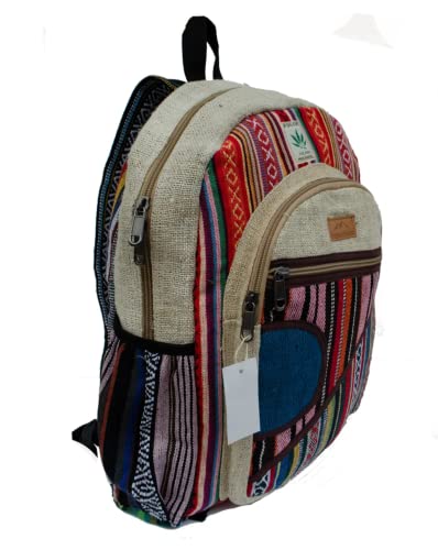 Himalayan Fashion Rainbow Multicolor Large Pocket Hemp American Native Design Backpack