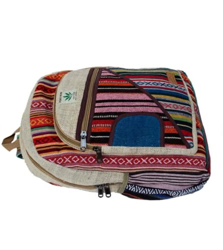 Himalayan Fashion Rainbow Multicolor Large Pocket Hemp American Native Design Backpack