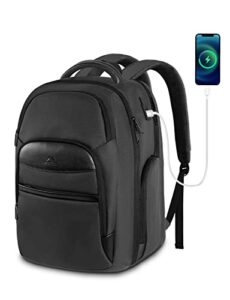 17 inch laptop backpack, large 50l business travel backpack with 2 insulated side pockets & usb charger, durable anti theft luggage backpack water resistant overnight weekender bag gift for men women