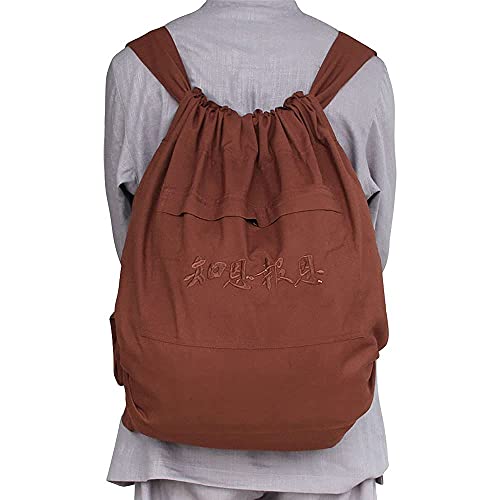 ZooBoo Unisex Buddhist Bag Monk Backpack - Tibetan Shaolin Temple Embroidery Kung Fu Bag - Cotton and Canvas