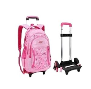 daperci travel rolling luggage bag school trolley backpack girls on wheels girl’s trolley school wheeled backpacks child (color : 6 wheels pink)