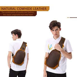 Leathario Men's Leather Sling Bag Vintage Genuine Leather Chest Bag Large Shoulder Crossbody Bag For Works Casual Travel