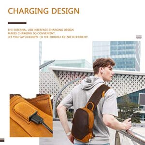 Leathario Men's Leather Sling Bag Vintage Genuine Leather Chest Bag Large Shoulder Crossbody Bag For Works Casual Travel