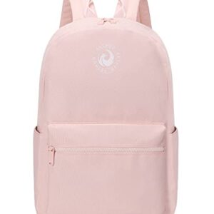 Abshoo Lightweight Backpack for School Classic Basic Water Resistant Casual Daypack Plain Bookbag (Baby Pink)