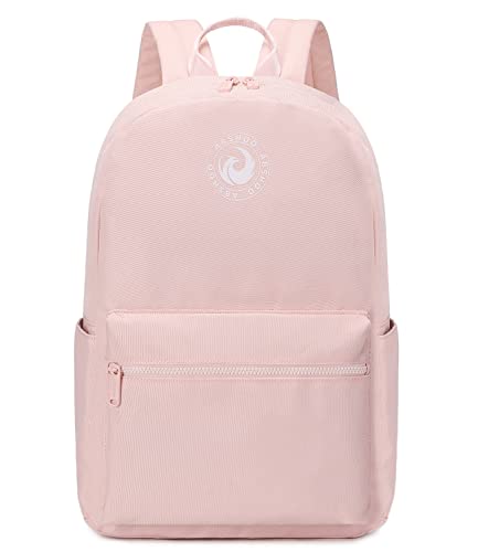 Abshoo Lightweight Backpack for School Classic Basic Water Resistant Casual Daypack Plain Bookbag (Baby Pink)