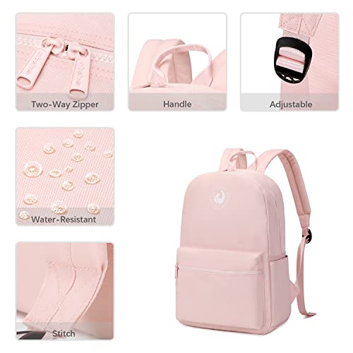 Abshoo Lightweight Backpack for School Classic Basic Water Resistant Casual Daypack Plain Bookbag (Baby Pink)