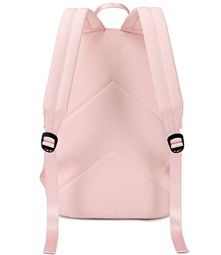 Abshoo Lightweight Backpack for School Classic Basic Water Resistant Casual Daypack Plain Bookbag (Baby Pink)