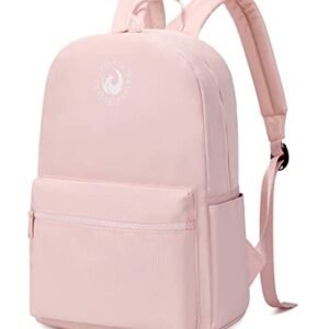 Abshoo Lightweight Backpack for School Classic Basic Water Resistant Casual Daypack Plain Bookbag (Baby Pink)