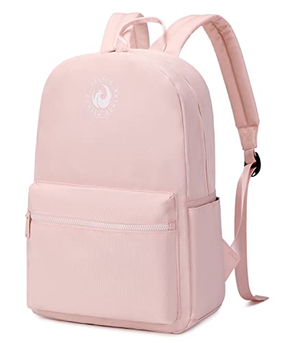 Abshoo Lightweight Backpack for School Classic Basic Water Resistant Casual Daypack Plain Bookbag (Baby Pink)