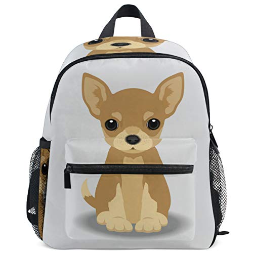 Dog Pattern Backpacks for Kids Girls Boys Chihuahua Puppy Preschool Toddler Bookbag with Chest Strap Mini Elementary Kindergarten School Bags