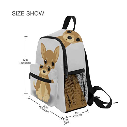 Dog Pattern Backpacks for Kids Girls Boys Chihuahua Puppy Preschool Toddler Bookbag with Chest Strap Mini Elementary Kindergarten School Bags