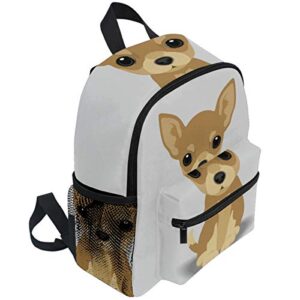 Dog Pattern Backpacks for Kids Girls Boys Chihuahua Puppy Preschool Toddler Bookbag with Chest Strap Mini Elementary Kindergarten School Bags