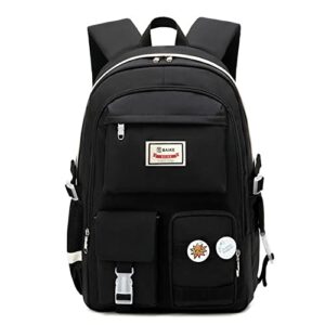 women girls’ schoolbag leisure backpack student college backpack travel daypack 15.6 inch laptop backpacks (black)