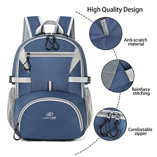 Hiking Backpack for Women & Men, Waterproof Foldable Nylon Camping Backpack, Lightweight Multi Compartment Travel Daypack for Outdoor Cycling/Climbing (Deep Blue）