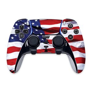 mightyskins skin compatible with ps5 dualsense edge controller – american flag | protective, durable, and unique vinyl decal wrap cover | easy to apply & change styles | made in the usa