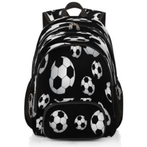 pardick black white soccer school backpacks for girls boys teens students – stylish college schoolbag book bag – water resistant travel backpacks for women men