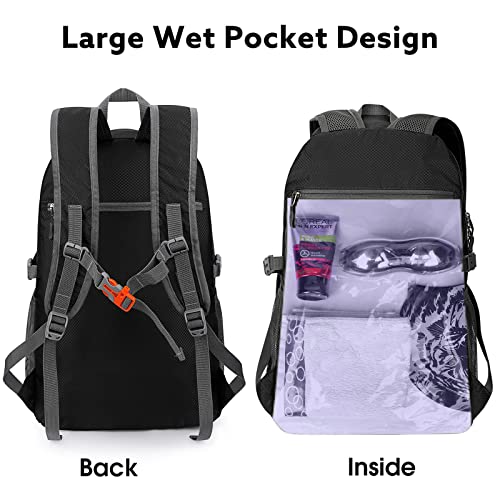 G4Free 40L Lightweight Packable Hiking Backpack with Wet Pocket, Waterproof Handy Foldable Camping Outdoor Travel Daypack