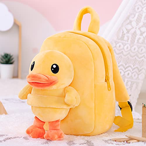 Gloveleya Girls Backpack Kids Backpack for Girls Gifts with Plush Duck Toy Yellow 9 Inches…