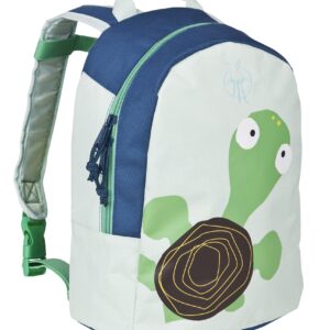Lassig Kids Backpack for Kindergarten or Pre-School with Chest Strap, Name Badge and Drink Bottle Holder, Wildlife Turtle