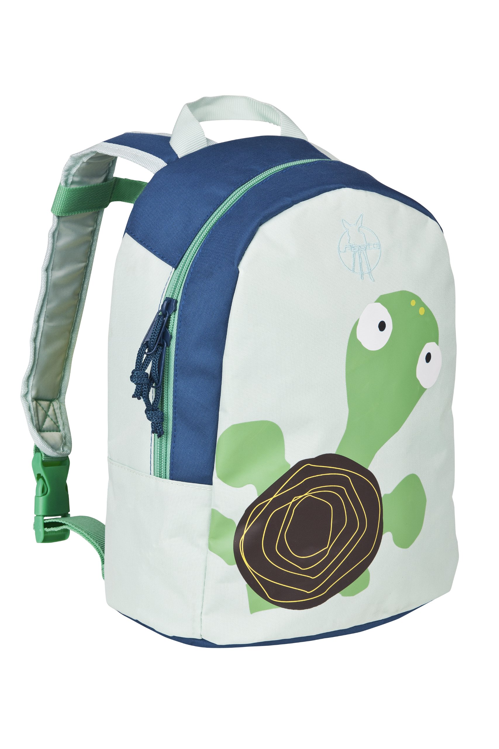 Lassig Kids Backpack for Kindergarten or Pre-School with Chest Strap, Name Badge and Drink Bottle Holder, Wildlife Turtle