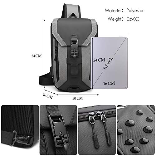 FLO-MOTOR Anti-Theft Sling Chest Bag with USB Large Shoulder Crossbody Backpack