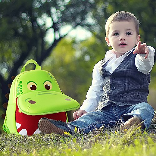 yisibo Dinosaur Backpack Toddler Backpack for Boys Girls Waterproof Preschool Travel Kids Bookbag Backpack for 2-7 Years(Green)