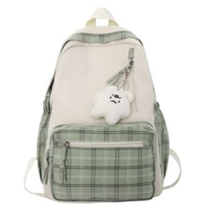 sage green backpack for school aesthetic, cute backpack kawaii school supplies laptop bookbag (b – green)