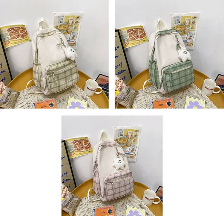 Sage Green Backpack for School Aesthetic, Cute Backpack Kawaii School Supplies Laptop Bookbag (B - Green)